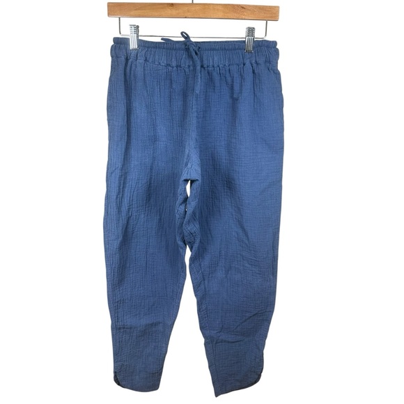 Pact Organic Cotton Double Gauze Pull-On Tapered Pant Coastal Blue Size S - Picture 4 of 9